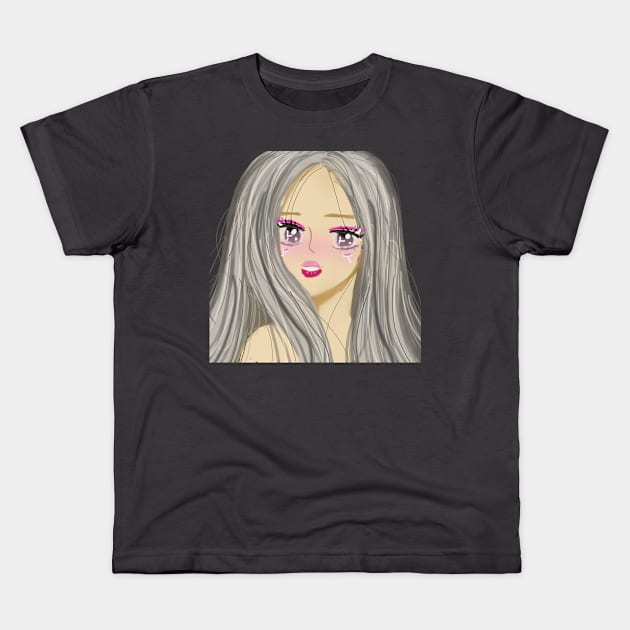 Anime Japanese cartoon style , beautiful girl Kids T-Shirt by Artiststore1983 